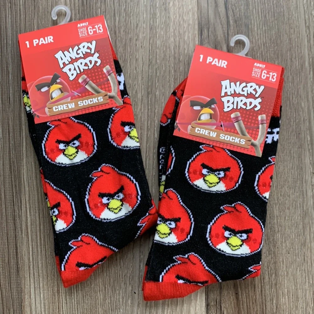 Crazy Universe Angry Birds Crew Socks Shoe size 6-13 Novelty Fun Sock New 2 Pair